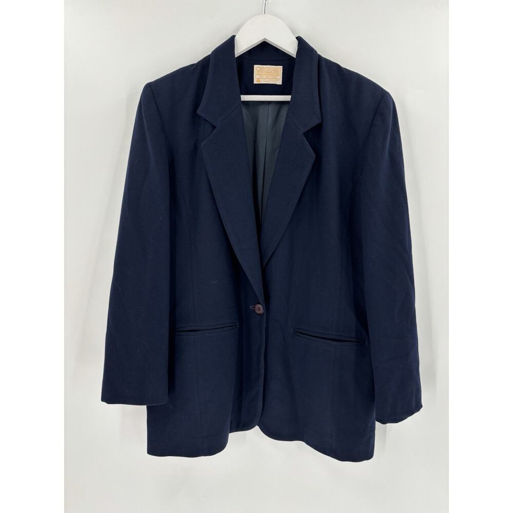 Pendleton Vintage Blazer Jacket Womens 10 Navy Blue 100% Wool Single Breasted
